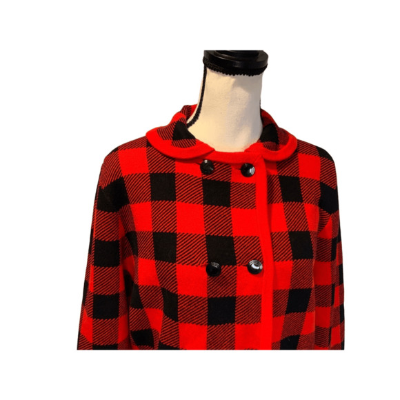J. Crew Sweater Jacket Plaid Red Black - Picture 7 of 13